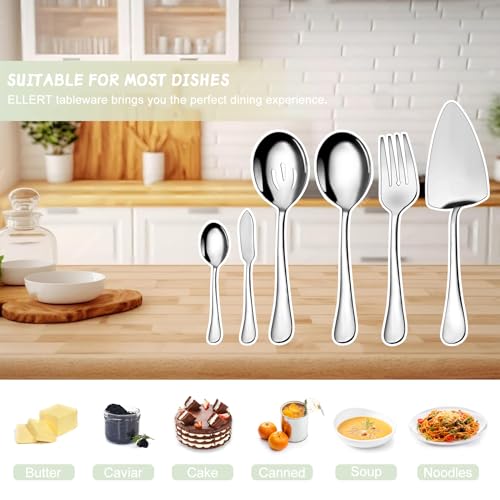 Serving Utensil Set,6piece Serving Utensil Setwith Serving Spoons，Serving Forks，Serving Tongs Soup Ladle and Pie Server Buffet Catering Serving Utensils,Dishwasher Safe (5.5-11Inch-Serving Set-6pcs) - My Kitchen Products