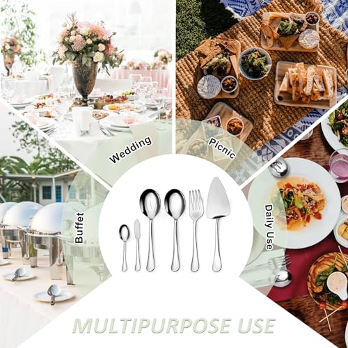 Serving Utensil Set,6piece Serving Utensil Setwith Serving Spoons，Serving Forks，Serving Tongs Soup Ladle and Pie Server Buffet Catering Serving Utensils,Dishwasher Safe (5.5-11Inch-Serving Set-6pcs) - My Kitchen Products