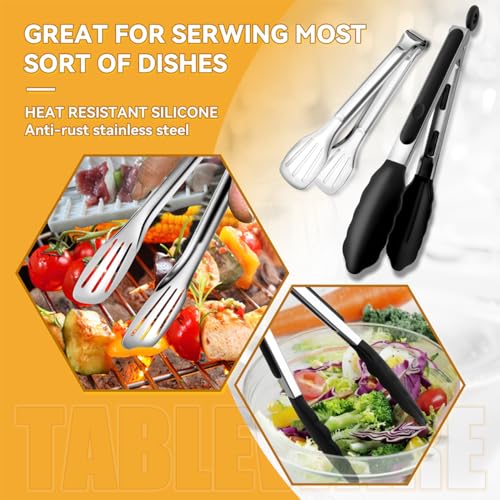 Serving Utensils Set for Partie, Silver Stainless Steel Metal Serveware Large Serving Spoons, Slotted Spoons, Forks, Tongs, Soup and Skimmer Spoon, Cake Server for Buffet, Catering, Entertaining 15pcs - My Kitchen Products