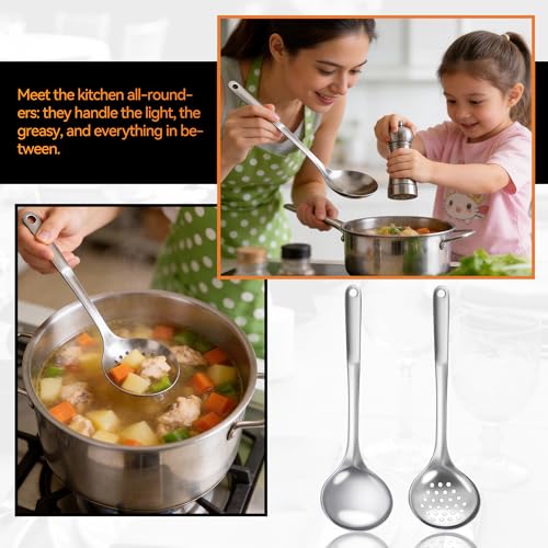 Serving Utensils Set for Partie, Stainless Steel Metal Serveware Flatware Large Serving Spoons, Slotted Spoons, Forks, Tongs, Soup and Skimmer Spoon, Cake Server for Buffet, Party, Catering - My Kitchen Products