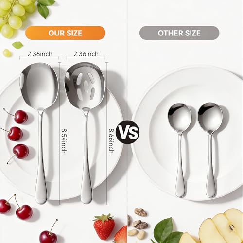 Serving Utensils Set for Partie, Stainless Steel Metal Serveware Flatware Large Serving Spoons, Slotted Spoons, Forks, Tongs, Soup and Skimmer Spoon, Cake Server for Buffet, Party, Catering - My Kitchen Products