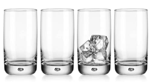 Set of 4 Highball Glasses 16 Oz Collins Cocktail Drinking Glass Cups, Bubble Base Glassware for Water, Juice, Cocktails, Beer Pint Glasses, Modern Basic Tumblers. - My Kitchen Products
