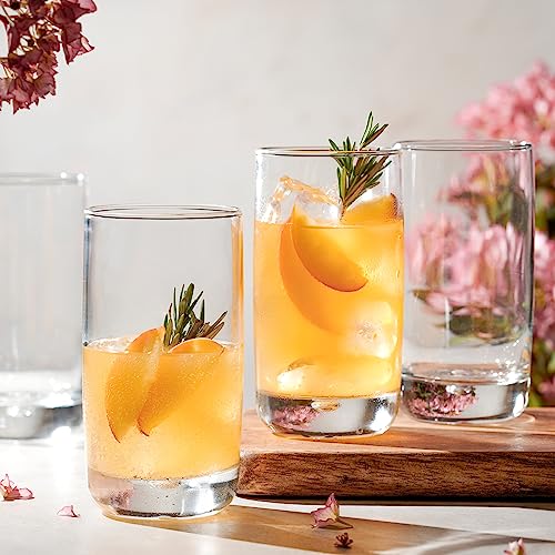 Set of 4 Highball Glasses 16 Oz Collins Cocktail Drinking Glass Cups, Bubble Base Glassware for Water, Juice, Cocktails, Beer Pint Glasses, Modern Basic Tumblers. - My Kitchen Products