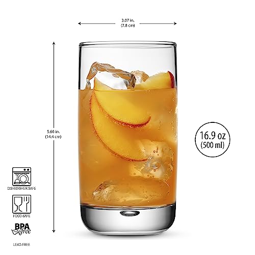 Set of 4 Highball Glasses 16 Oz Collins Cocktail Drinking Glass Cups, Bubble Base Glassware for Water, Juice, Cocktails, Beer Pint Glasses, Modern Basic Tumblers. - My Kitchen Products