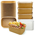 Seuqhck 50 Pack Paper Meal Prep Containers with Lids, 20 oz Disposable and Compostable Take out Food Containers Rectangular to Go Paper Bowls for Leftovers, Salad, Soup, Snack - My Kitchen Products
