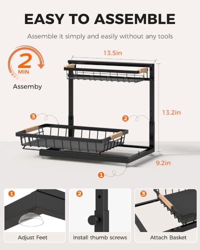 Sevenblue 2-Pack 2-Tier Height Adjustable Under Sink Organizer & Storage - My Kitchen Products