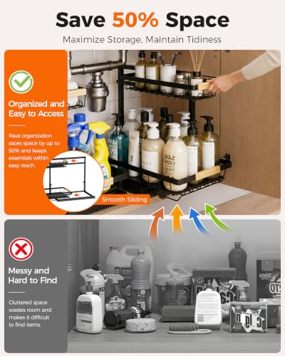 Sevenblue 2-Pack 2-Tier Height Adjustable Under Sink Organizer & Storage - My Kitchen Products