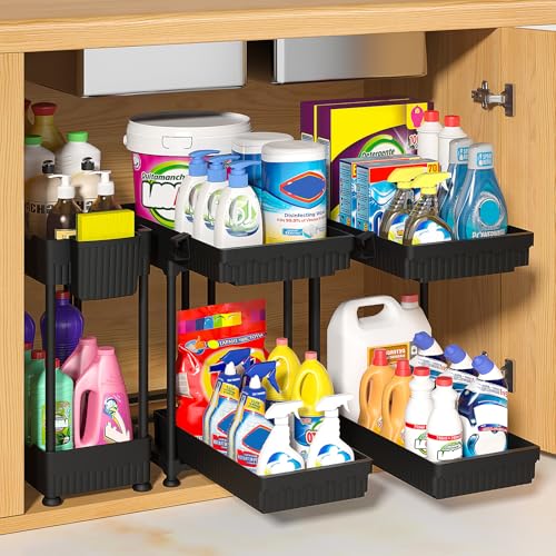 Sevenblue 3 Pack Under Sink Organizer, 2 Tier Pull Out Bathroom Cabinet