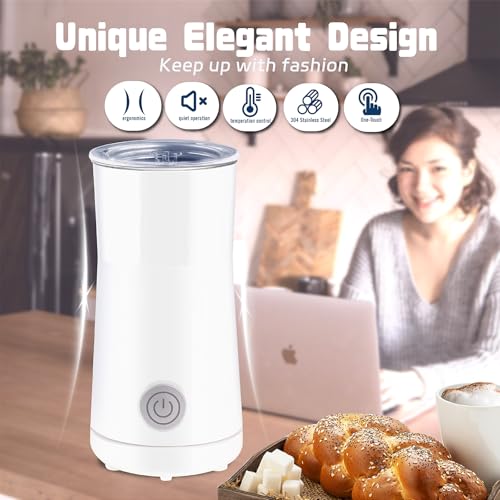Seydere Simple Milk Frother, 2 in 1 Milk Steamer and Frother, Electric Milk Steamer, Milk Warmer and Hot Milk Foam Maker for Latter, Macchiato, Cappuccinos (White) - My Kitchen Products