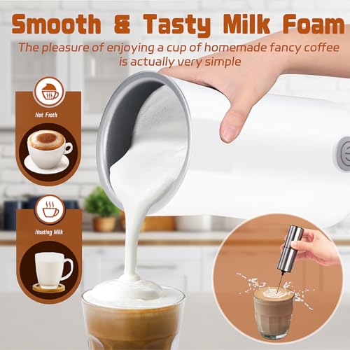 Seydere Simple Milk Frother, 2 in 1 Milk Steamer and Frother, Electric Milk Steamer, Milk Warmer and Hot Milk Foam Maker for Latter, Macchiato, Cappuccinos (White) - My Kitchen Products
