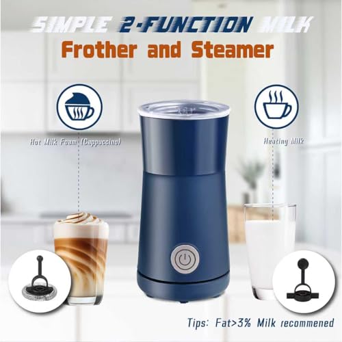 Seydere Simple Milk Frother, 2 in 1 Milk Steamer and Frother, Electric Milk Steamer, Milk Warmer and Hot Milk Foam Maker for Latter, Macchiato, Cappuccinos，Blue - My Kitchen Products