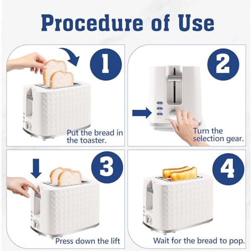 Seydere Toaster 2 Slices, Toasters Wide Slot, Bread Toaster with Cancel, Bagel, Defrost Function, Bagel Toasters with Removable Tray & 6 Temperature Settings, Beige - My Kitchen Products