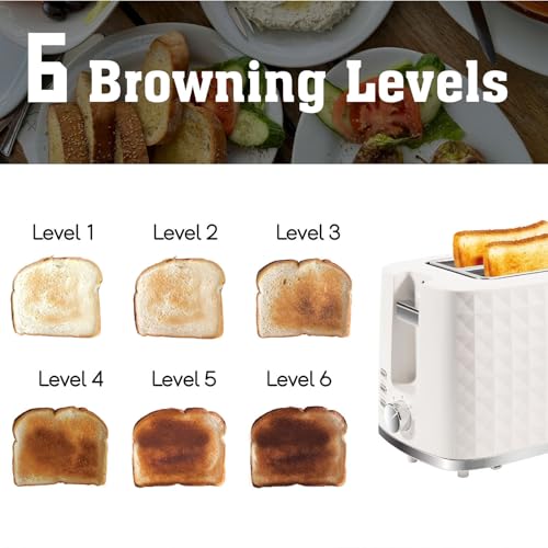 Seydere Toaster 2 Slices, Toasters Wide Slot, Bread Toaster with Cancel, Bagel, Defrost Function, Bagel Toasters with Removable Tray & 6 Temperature Settings, Beige - My Kitchen Products