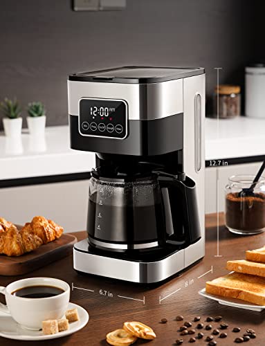 SHARDOR 10-Cup Programmable Coffee Maker, Regular & Strong Brew Drip Coffee Machine for Home and Office, Auto Shut Off, Permanent Filter, Silver - My Kitchen Products