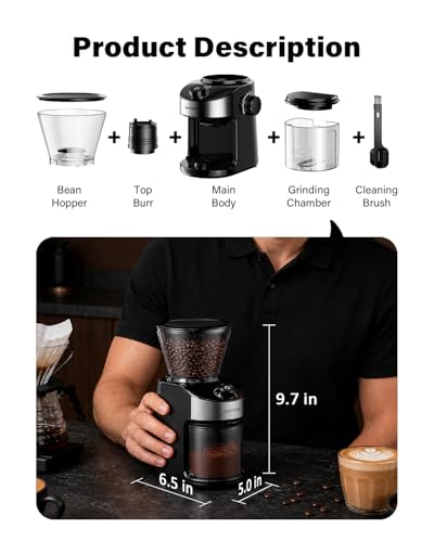 SHARDOR Burr Coffee Grinder Electric with 32 Grinding Sizes 4.0, Coffee Grinders for Home Use with 40 Seconds Adjustable Electronic Timer, Coffee Bean Grinder with Chamber Cleaning Button,Black - My Kitchen Products