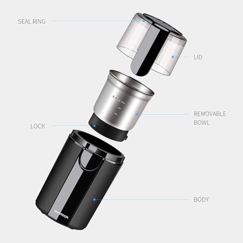 SHARDOR Coffee Grinder Electric, Coffee Bean Electric, Herb, Nut Grain Grinder with 1 Removable Stainless Steel Bowl, Black - My Kitchen Products