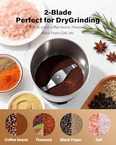 SHARDOR Coffee Grinder Electric, Spice, Herb, Grinder for Coffee Bean Spices and Seeds with 2 Removable Stainless Steel Bowls, Black - My Kitchen Products