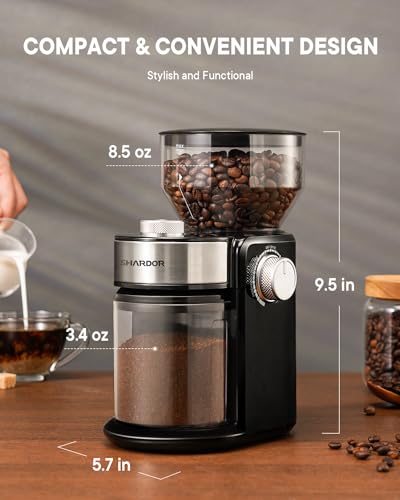 SHARDOR Electric Burr Coffee Grinder 2.0, Automatic Coffee Bean Grinder for Home Use, Adjustable Burr Mill with 16 Precise Settings for Espresso & French Press, Glossy Black - My Kitchen Products