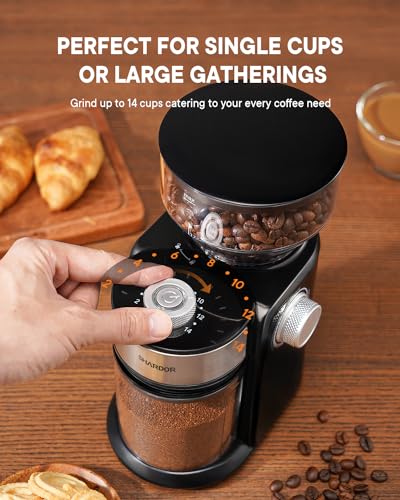 SHARDOR Electric Burr Coffee Grinder 2.0, Automatic Coffee Bean Grinder for Home Use, Adjustable Burr Mill with 16 Precise Settings for Espresso & French Press, Glossy Black - My Kitchen Products