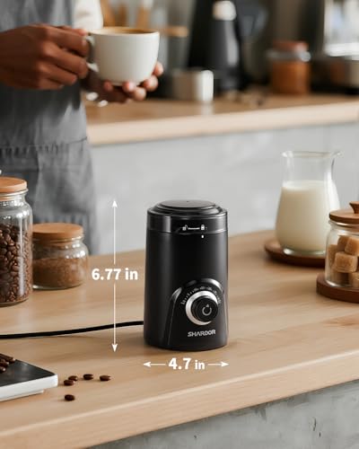 SHARDOR Electric Coffee Grinder, 70g Large Capacity Spice Grinder with Visual Timing Knob for Precise Grind, Quiet Coffee Bean Grinder for Espresso, French Press, Herbs and Grains, Black - My Kitchen Products