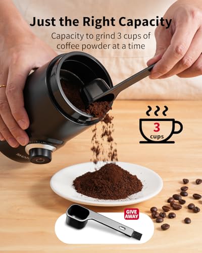 SHARDOR Electric Coffee Grinder, 70g Large Capacity Spice Grinder with Visual Timing Knob for Precise Grind, Quiet Coffee Bean Grinder for Espresso, French Press, Herbs and Grains, Black - My Kitchen Products