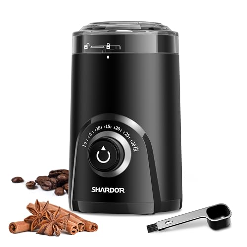 SHARDOR Electric Coffee Grinder, 70g Large Capacity Spice Grinder with Visual Timing Knob for Precise Grind, Quiet Coffee Bean Grinder for Espresso, French Press, Herbs and Grains, Black - My Kitchen Products