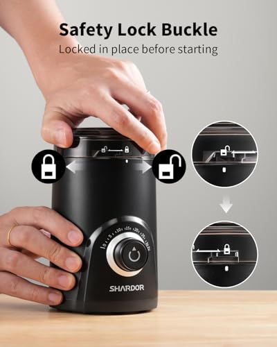 SHARDOR Electric Coffee Grinder, 70g Large Capacity Spice Grinder with Visual Timing Knob for Precise Grind, Quiet Coffee Bean Grinder for Espresso, French Press, Herbs and Grains, Black - My Kitchen Products