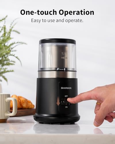 SHARDOR One Touch Coffee Grinder Electric, Spice, Herb, For Coffee Bean Spices and Seeds with 1 Removable Stainless Steel Bowl, Dry Grinder, Black - My Kitchen Products