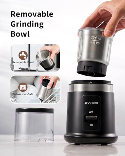 SHARDOR One Touch Coffee Grinder Electric, Spice, Herb, For Coffee Bean Spices and Seeds with 1 Removable Stainless Steel Bowl, Dry Grinder, Black - My Kitchen Products