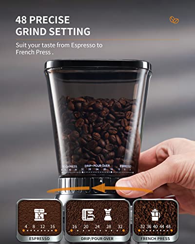 SHARDOR Professional Conical Burr Coffee Grinder, Coffee Bean Grinder with 48 Grind Settings for Espresso, Drip & French Press, Upgraded Anti-Static Technology, Precision Timer, Stainless Steel - My Kitchen Products
