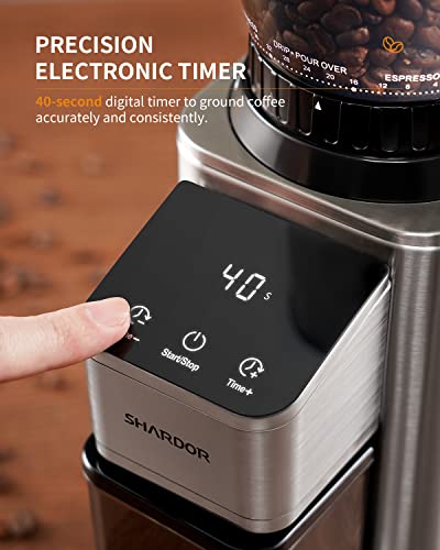 SHARDOR Professional Conical Burr Coffee Grinder, Coffee Bean Grinder with 48 Grind Settings for Espresso, Drip & French Press, Upgraded Anti-Static Technology, Precision Timer, Stainless Steel - My Kitchen Products