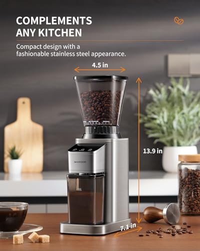 SHARDOR Professional Conical Burr Coffee Grinder, Coffee Bean Grinder with 48 Grind Settings for Espresso, Drip & French Press, Upgraded Anti-Static Technology, Precision Timer, Stainless Steel - My Kitchen Products