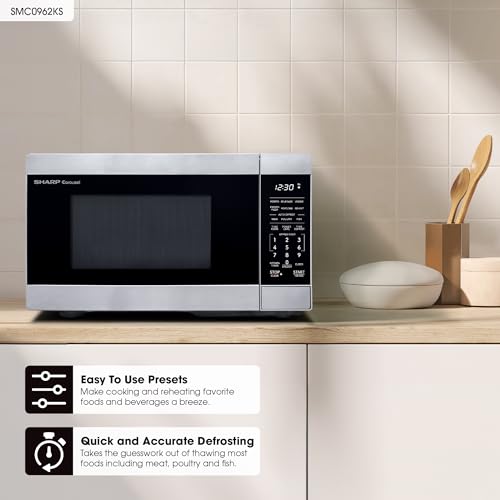 SHARP Countertop Microwave Oven with Removable 10.6" Carousel Turntable, 900 Watt, 0.9 Cubic Feet, Stainless Steel - My Kitchen Products