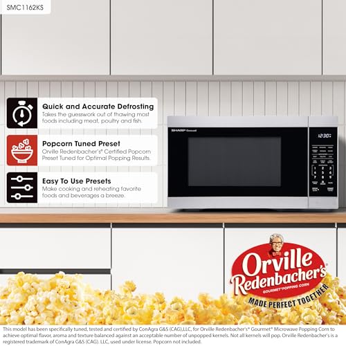 SHARP Countertop Microwave Oven with Removable 12.4" Carousel Turntable, 1000 Watt, 1.1 Cubic Feet, Stainless Steel - My Kitchen Products