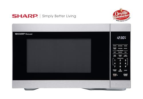 SHARP Countertop Microwave Oven with Removable 12.4" Carousel Turntable, 1000 Watt, 1.1 Cubic Feet, Stainless Steel - My Kitchen Products
