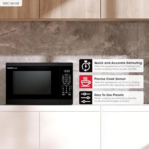 SHARP Countertop Microwave Oven with Removable 12.4" Carousel Turntable, 1100 Watt, 1.4 Cubic Feet, Black - My Kitchen Products