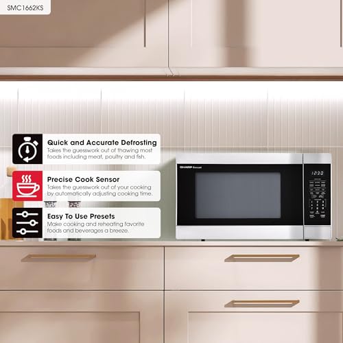 SHARP Countertop Microwave Oven with Removable 13.6" Carousel Turntable, 1100 Watt, 1.6 Cubic Feet, Stainless Steel - My Kitchen Products