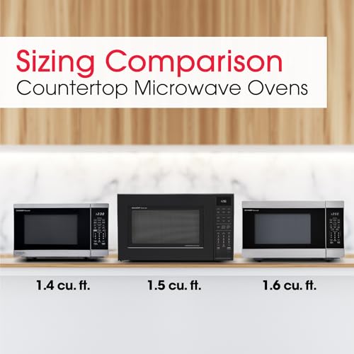 SHARP Countertop Microwave Oven with Removable 13.6" Carousel Turntable, 1100 Watt, 1.6 Cubic Feet, Stainless Steel - My Kitchen Products