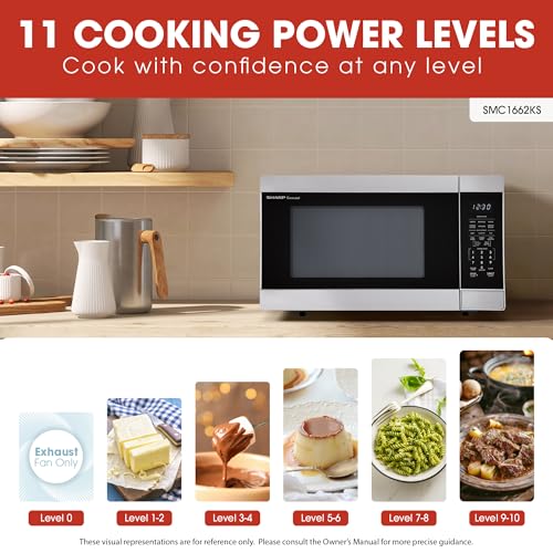 SHARP Countertop Microwave Oven with Removable 13.6" Carousel Turntable, 1100 Watt, 1.6 Cubic Feet, Stainless Steel - My Kitchen Products