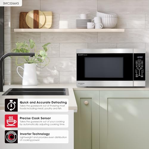SHARP Countertop Microwave Oven with Removable 16.5" Carousel Turntable, 1200 Watt, 2.2 Cubic Feet, Stainless Steel - My Kitchen Products