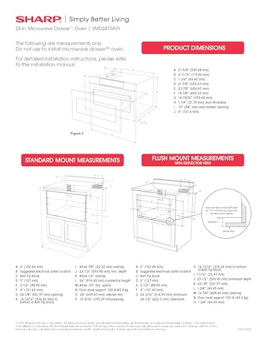 SHARP SMD2470ASY Microwave Drawer Oven, 24-inch, 1.2 Cubic Feet, 950 Watt, Concealed Control Panel with Digital LCD Display, Stainless Steel - My Kitchen Products