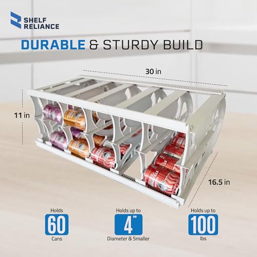 Shelf Reliance Cansolidator Pantry Plus - 1-Pack Can Organizer for Pantry, Stackable Soda Can Storage for Kitchen, Holds 60 Cans of Food or Soda - My Kitchen Products