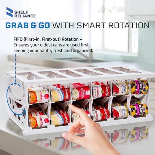 Shelf Reliance Cansolidator Pantry Plus - 1-Pack Can Organizer for Pantry, Stackable Soda Can Storage for Kitchen, Holds 60 Cans of Food or Soda - My Kitchen Products