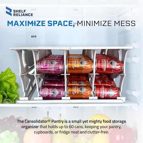 Shelf Reliance Cansolidator Pantry Plus - 1-Pack Can Organizer for Pantry, Stackable Soda Can Storage for Kitchen, Holds 60 Cans of Food or Soda - My Kitchen Products