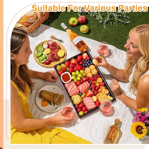 Shellwei 5 Pack Extra Large Charcuterie Board with Lids, 15 x 10 Inch Plastic Catering Trays for Cookies, Desserts, Candy, Reusable Serving Platters for Travel Party - My Kitchen Products