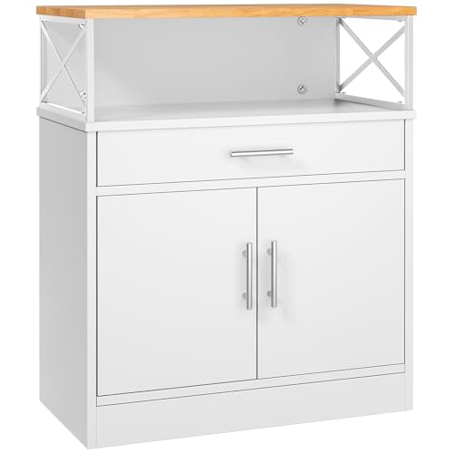 Shintenchi Kitchen Buffet Cabinet with Adjustable Shelf, Modern Kitchen Storage Cabinet,Farmhouse Coffee Bar Cabinet（White） - My Kitchen Products