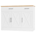 Shintenchi Modern Farmhouse Sideboard Buffet Cabinet with Storage with 3 Doors,42" Barn Doors Buffet Cabinet with Storage, Wood Coffee Bar Cabinets with Adjustable Shelf for Kitchen Living Room,White - My Kitchen Products