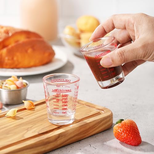Shot Glass Measuring Cup, 2PCS Measuring Shot Glasses, Thick Base Liquid Measuring Cup for Espresso Shot Glass and Measuring Glasses, Four Different Units of Measure(1 OZ, 2 TBS, 6 TSP, 30 ML) - My Kitchen Products