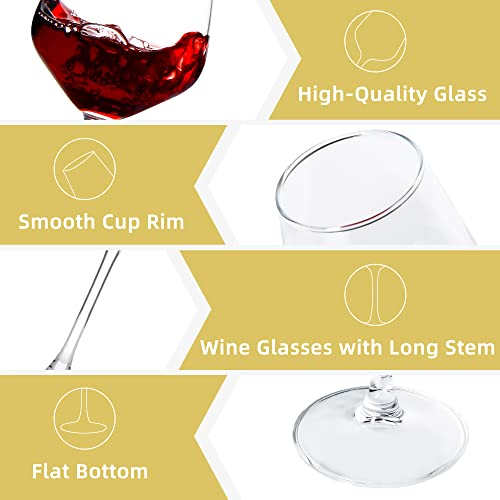 SHYRC Wine Glasses Set of 8, 12oz Clear Red/White, Long Stem Wine Glasses for Party, Wedding and Home - My Kitchen Products