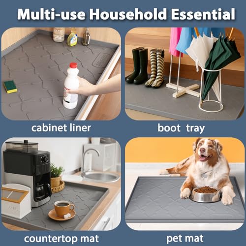 SIKADEER Under Sink Mat Waterproof 34" x 22", Silicone Mat Kitchen Drawer Shelf and Cabinet Liner, Sink Protector for Kitchen Organizers and Storage, Boot Tray Pet Food Mats - My Kitchen Products